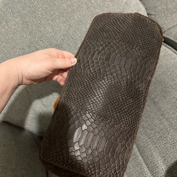 Brown genuine leather snake print bag from Florence Italy - Picture 5 of 8